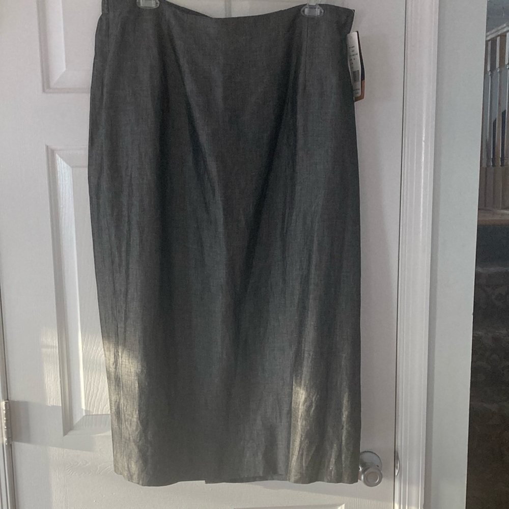 Black and Silver Midi Pencil Skirt for Work